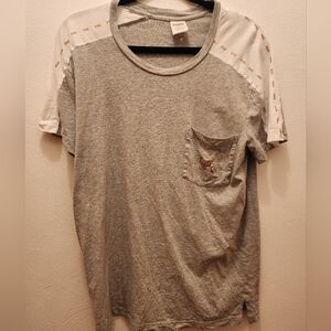 PINK Victoria's Secret Grey Crewneck Pocket Tee with Sequined Back Size M